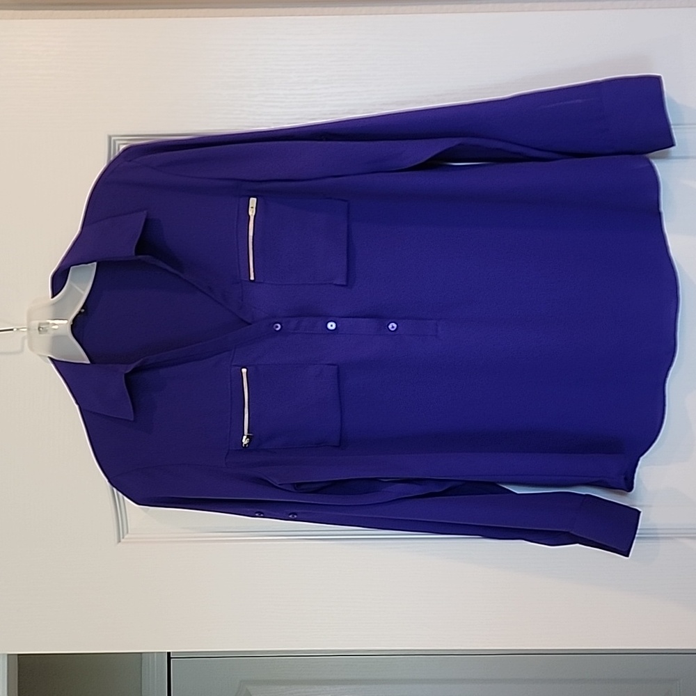 Purple Express Portofino v-neck quarter button shirt